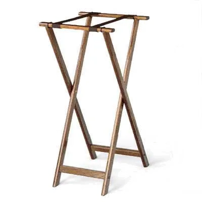 Forbes Industries 6861-EN Extra Tall 36" Oak Tray Stand, Solid Oak, Brown Frame, Black Poly Straps, Black Stain Finish