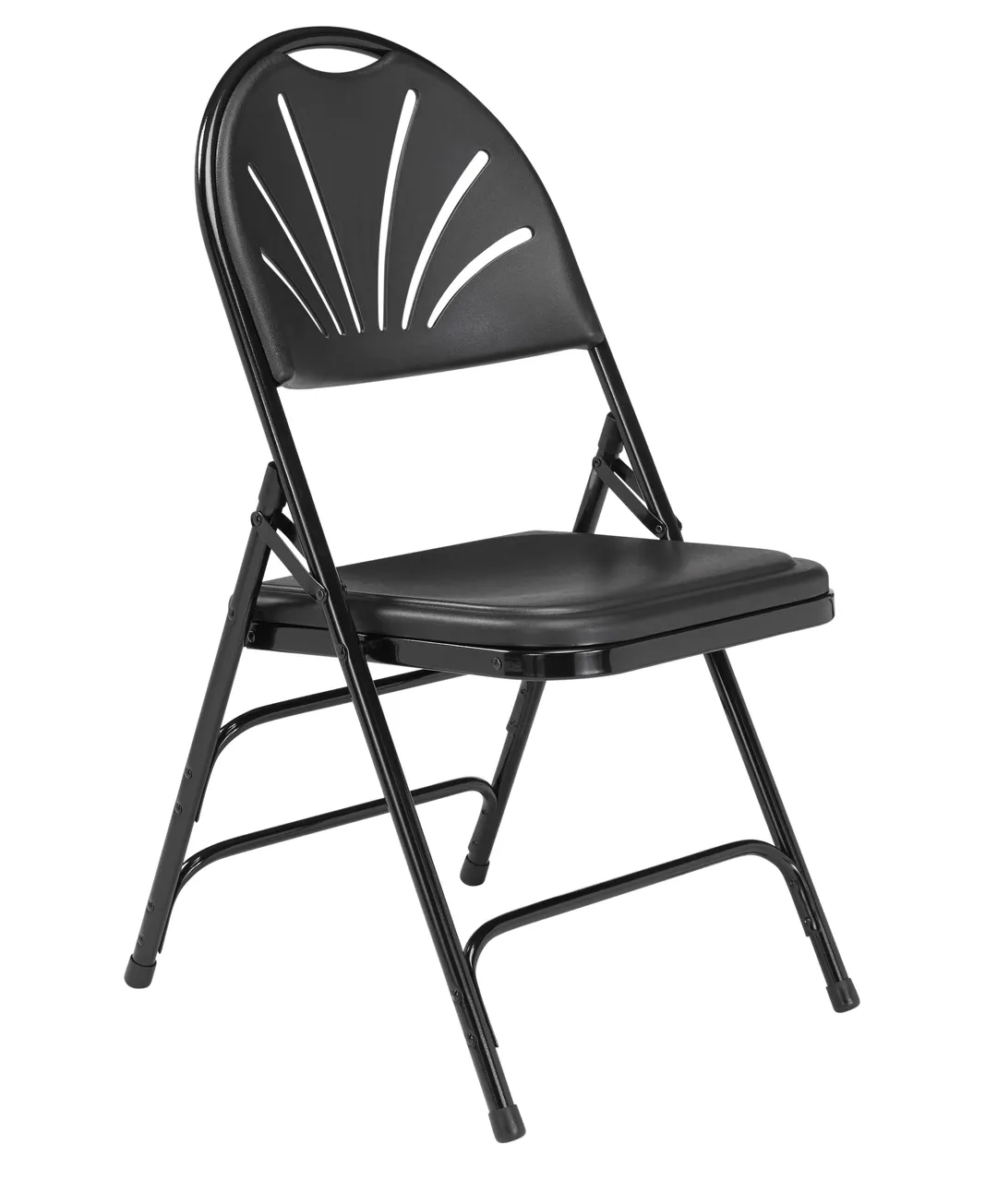 National Public Seating 1110 Fan Back Folding Chair with Triple Brace Double Hinge, Blue (Pack of 4)