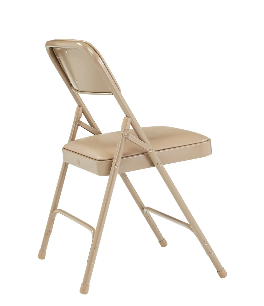 National Public Seating 1201 Vinyl Upholstered Double Hinge Folding Chair, French Beige (Pack of 4)