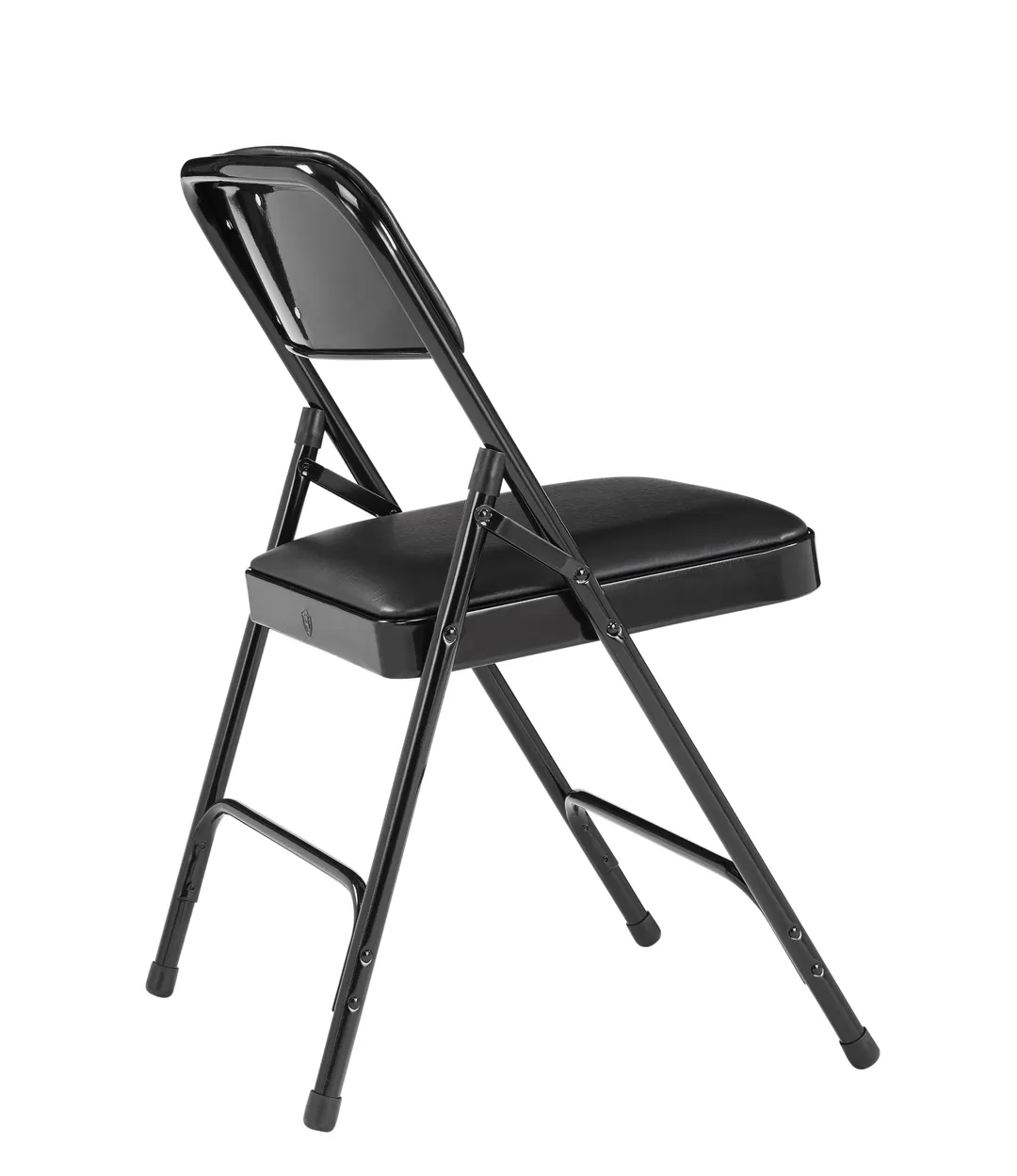 National Public Seating 1210 Vinyl Upholstered Double Hinge Folding Chair, Caviar Black (Pack of 4)