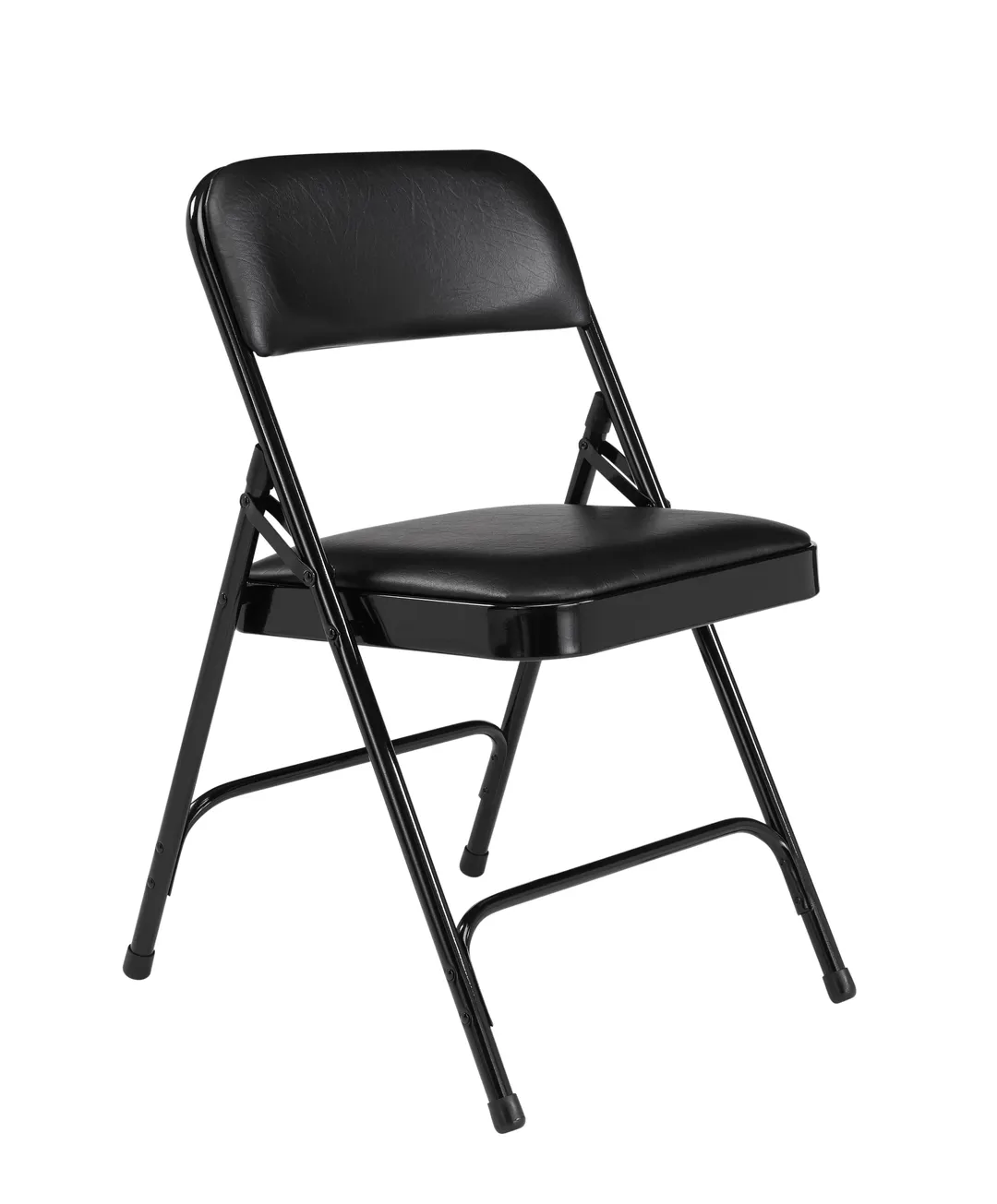 National Public Seating 1210 Vinyl Upholstered Double Hinge Folding Chair, Caviar Black (Pack of 4)