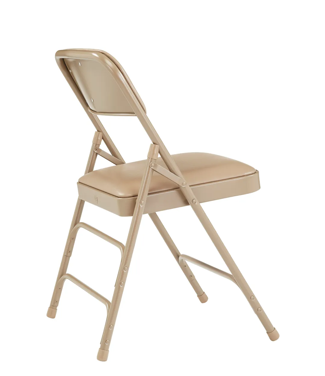 National Public Seating 1301 Folding Chair w/ French Beige Upholstered Vinyl Back & Seat - Beige, (Pack of 4)