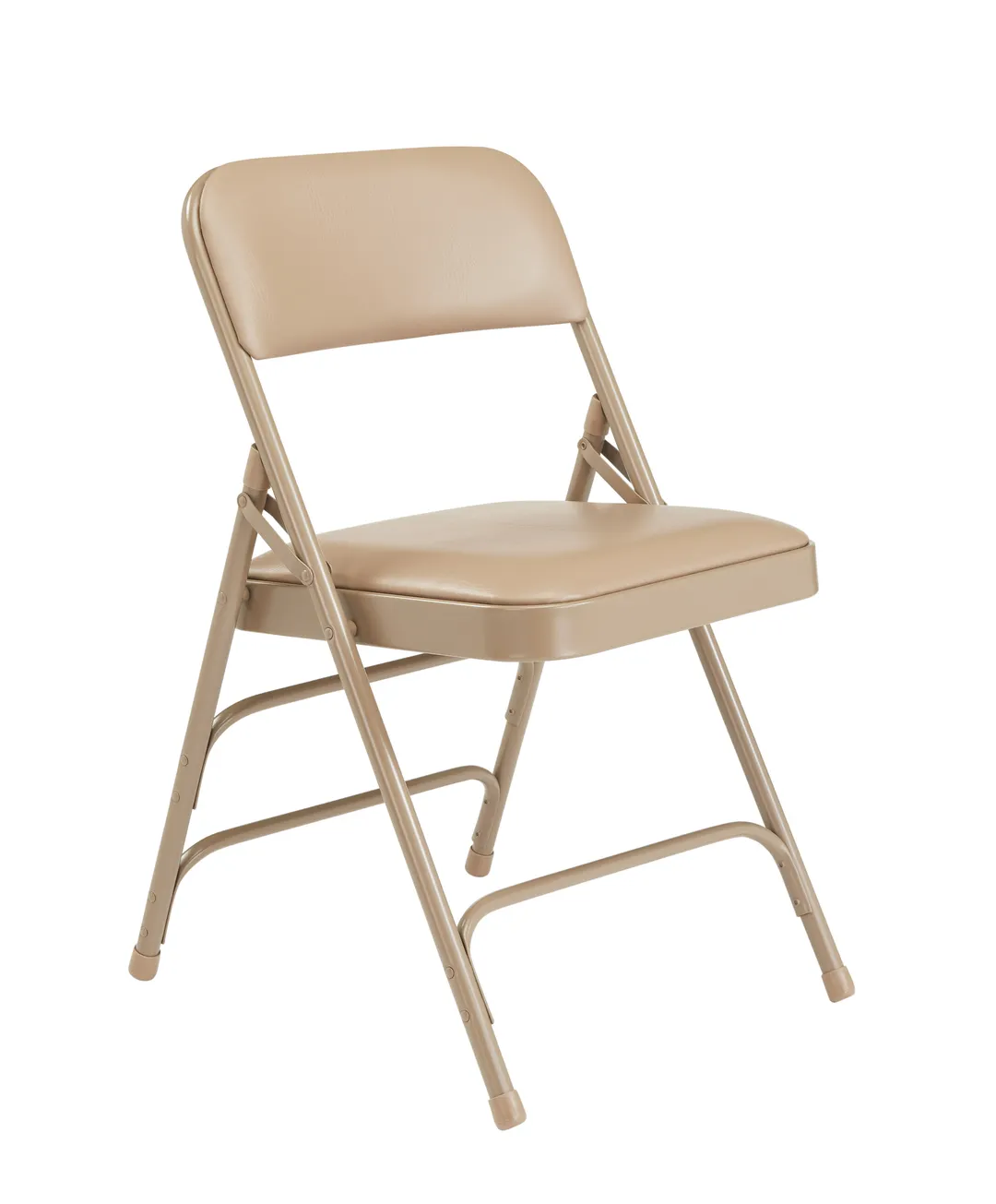 National Public Seating 1301 Folding Chair w/ French Beige Upholstered Vinyl Back & Seat - Beige, (Pack of 4)