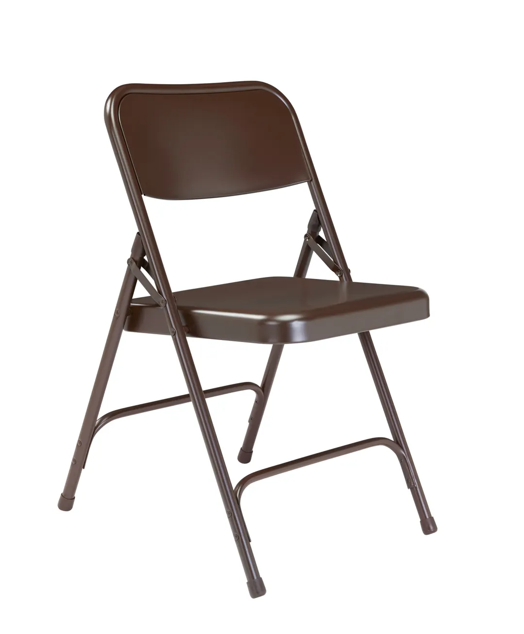National Public Seating 203 200 Series Premium All-Steel Double Hinge Brown Folding Chair (Pack of 4)