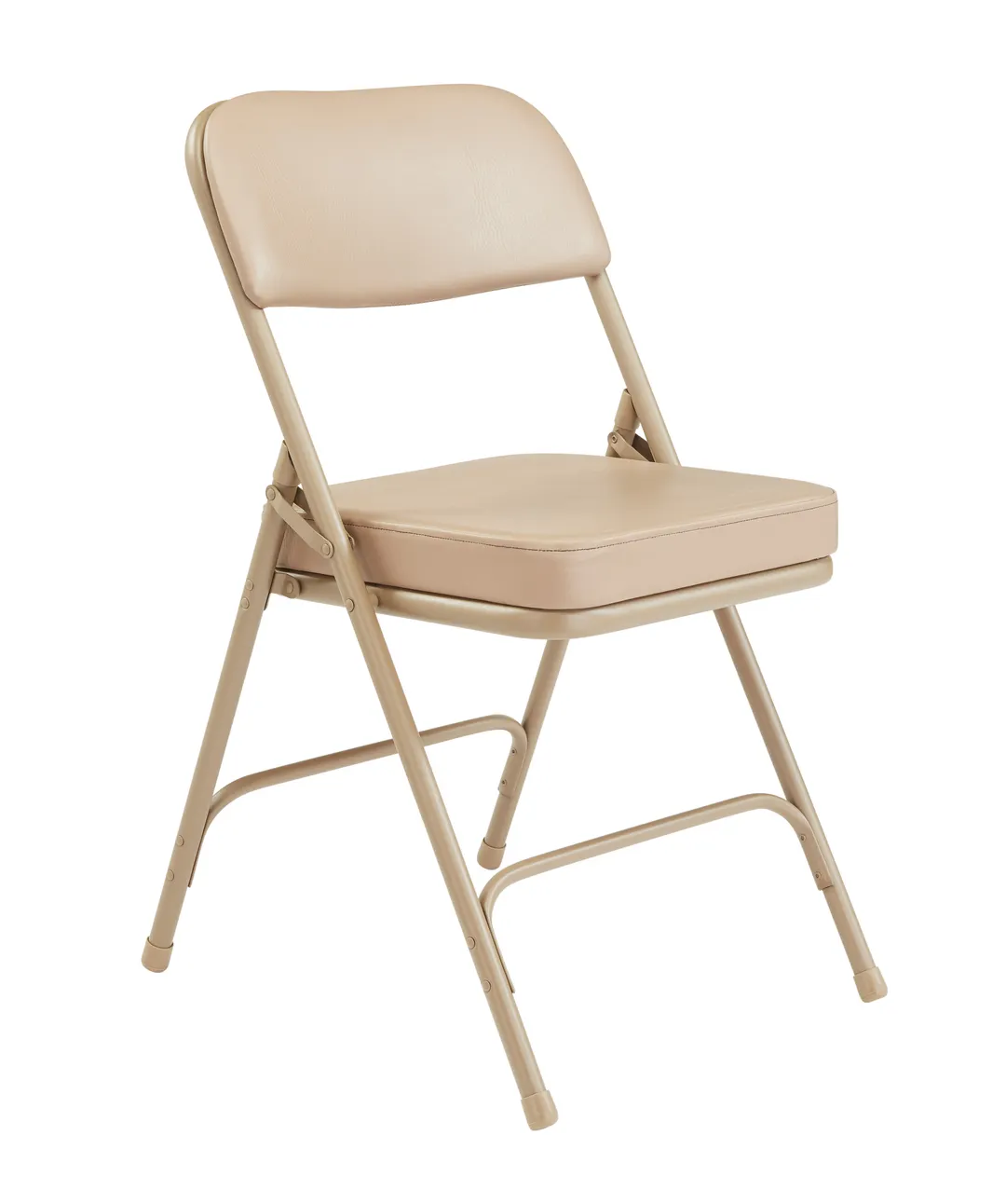 National Public Seating 3201 NPS 3200 Series Premium 2-Inch Vinyl Upholstered Double Hinge French Beige Folding Chair (Pack of 2)