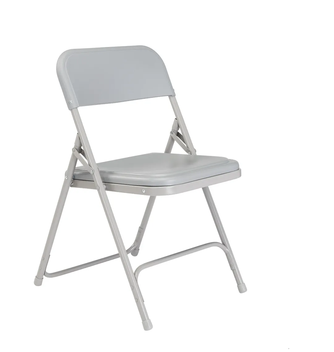 National Public Seating 802 NPS 800 Series Premium Lightweight Grey Plastic Folding Chair, (Pack of 4)