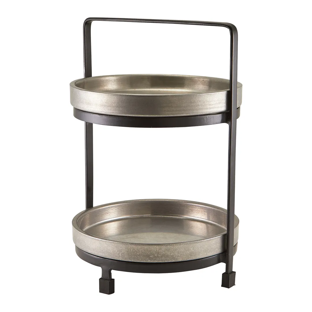 Steelite GWPRS2205 Two‑Tier Stand, 8.0" x 8.5" x 12.0" Black Metal Base, 9"‑12" Height - 4/Case