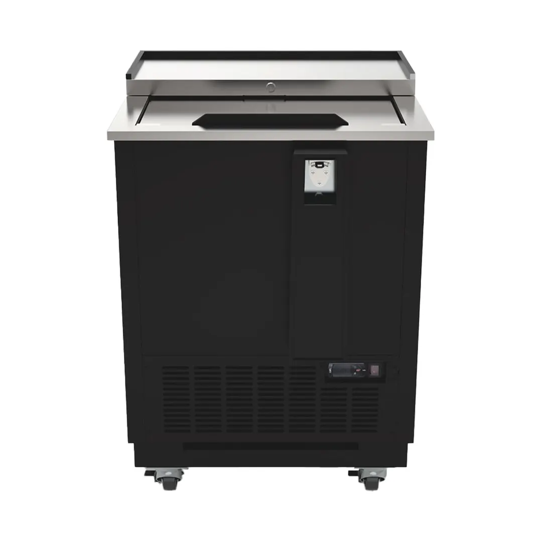 Hubert 164956 Kratos 67K-150 Bottle Cooler 26.43" W 4.1 cu ft Black Opener33‑40°F R290a 240 W Casters