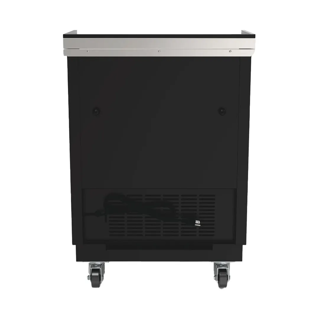 Hubert 164956 Kratos 67K-150 Bottle Cooler 26.43" W 4.1 cu ft Black Opener33‑40°F R290a 240 W Casters