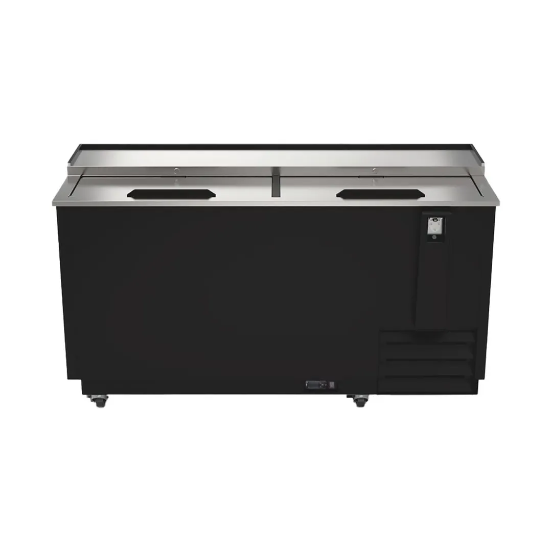 Hubert 178554 67K-152 Bottle Cooler, 64.5" W, 17.5 cu.ft, Black With Steel Top, 33‑40°F, R290a, 264W