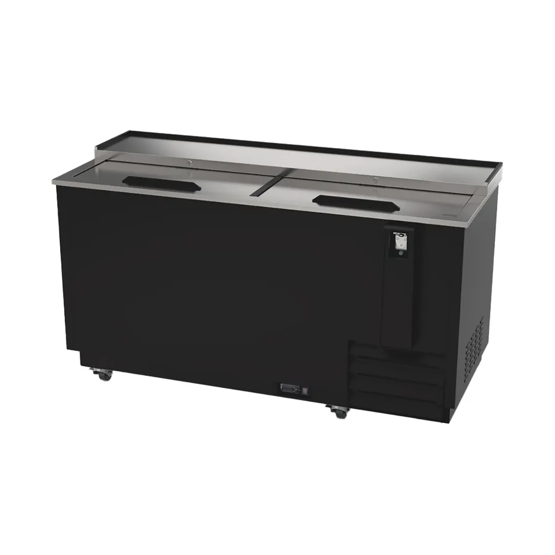 Hubert 178554 67K-152 Bottle Cooler, 64.5" W, 17.5 cu.ft, Black With Steel Top, 33‑40°F, R290a, 264W