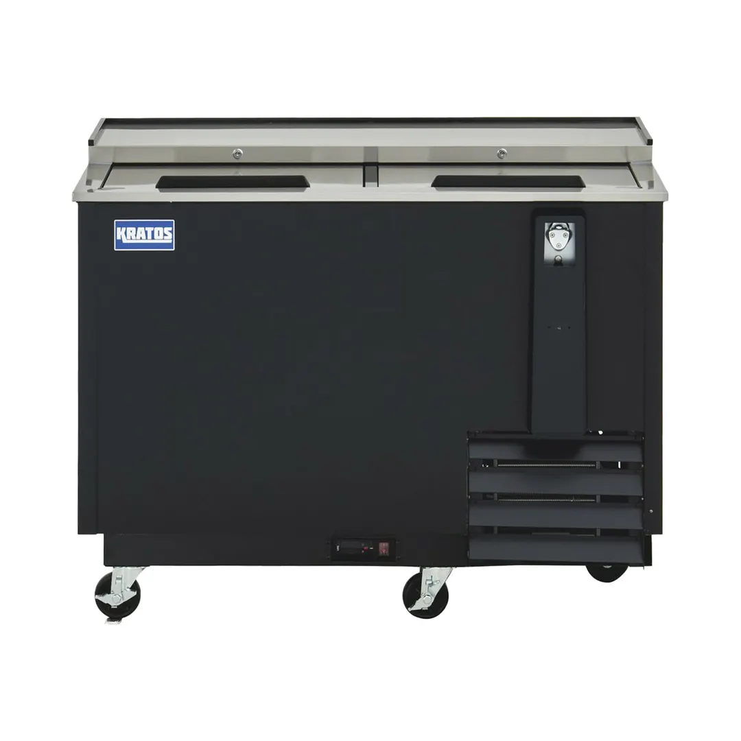 Hubert 50007 Kratos 67K-151 Bottle Cooler, 49.5" W, 12.7 cu.ft Black Lids Opener 33‑40°F 264W