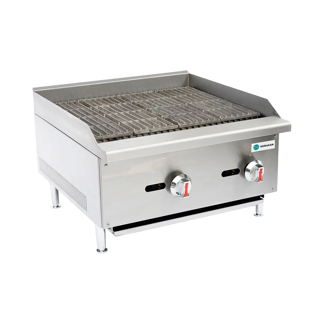 Hurakan HKN-CBG24 A/W 24" Countertop Gas Charbroiler, 2 Burners, Manual Controls, 60.000 BTU