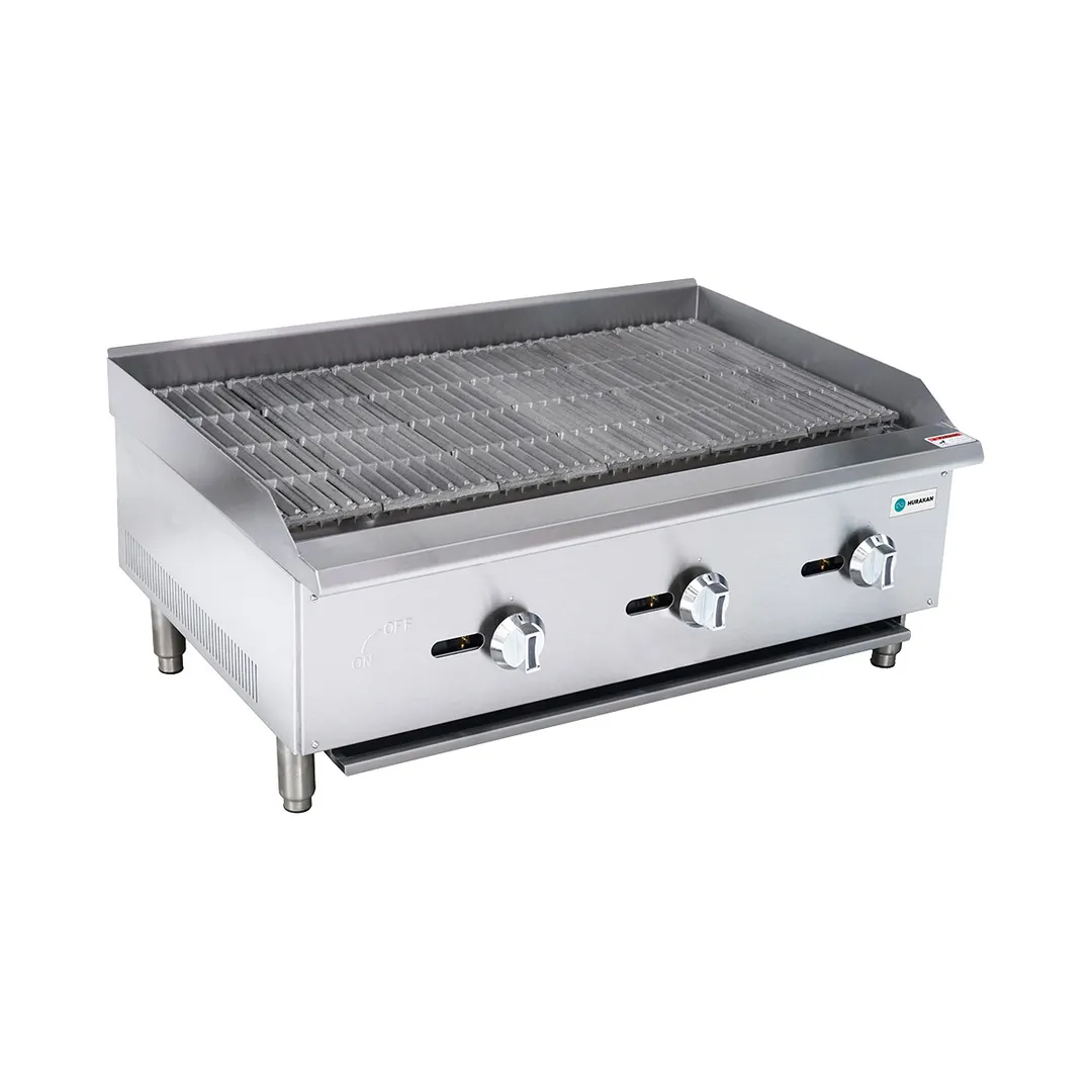 Hurakan HKN-CBG36 A/W 36" Countertop Gas Charbroiler, 3 Burners, Manual Controls, 90.000 BTU