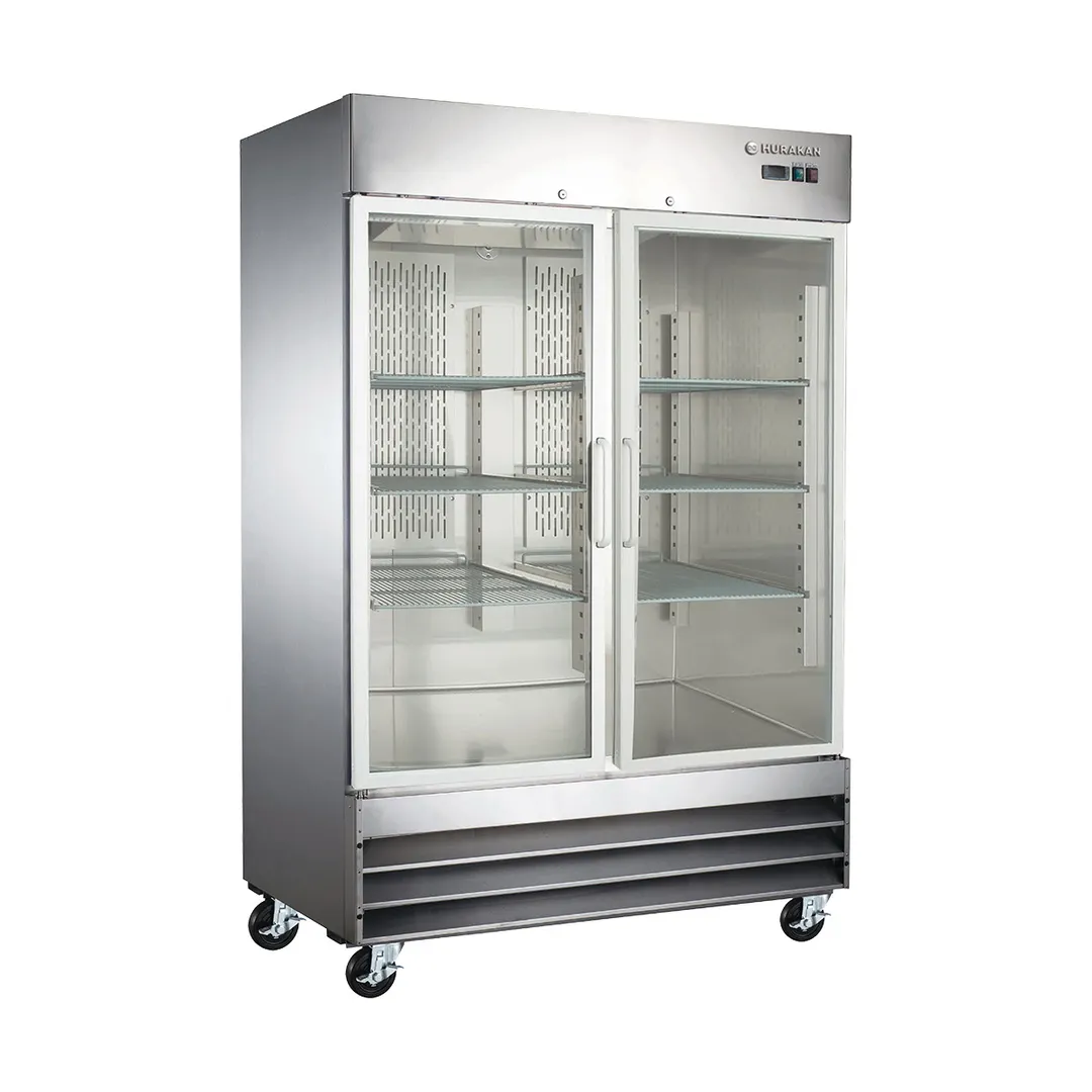 Hurakan HKN-GXE47R2G 54" 2 Glass Door Reach-In Refrigerator, Bottom Mounted, 47 cu. ft