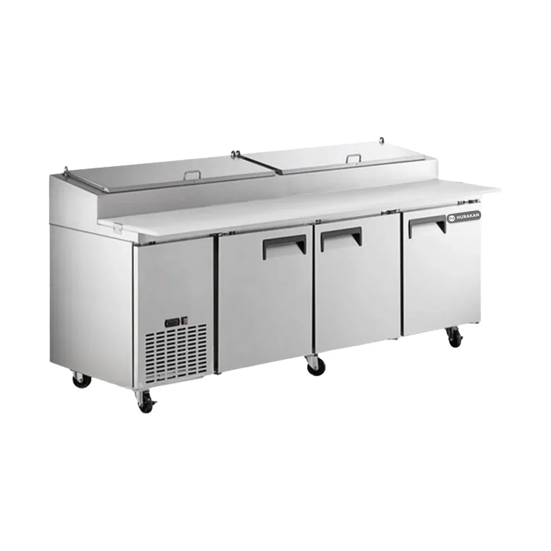 Hurakan HKN-PZ93R3 E/S 92" Refrigerated Pizza Prep Table, 3-Door, 12 X 1/3 Pans Capacity