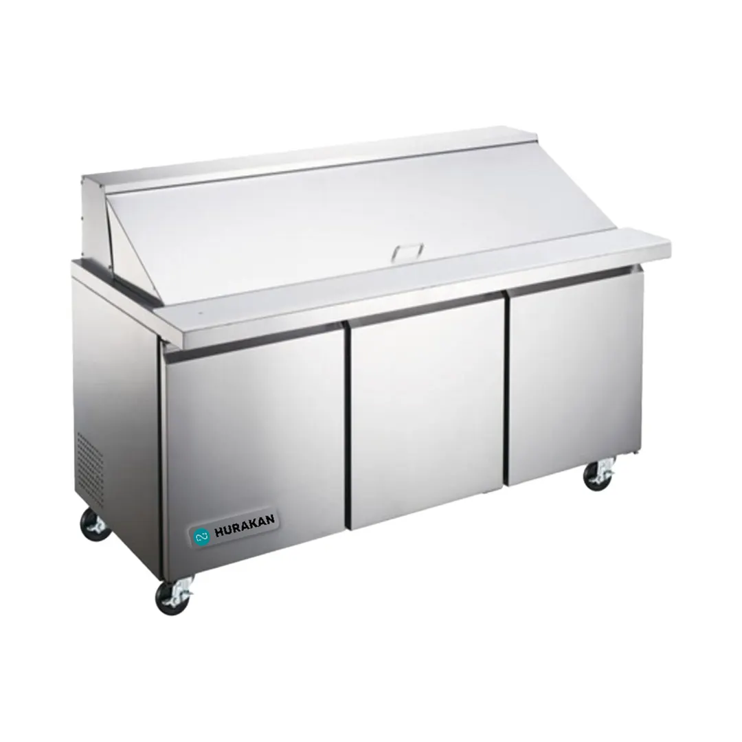 Hurakan HKN-SPMT71R3E 70" Mega Top Sandwich Prep Table, 3-Door, 19.5 cu. ft.