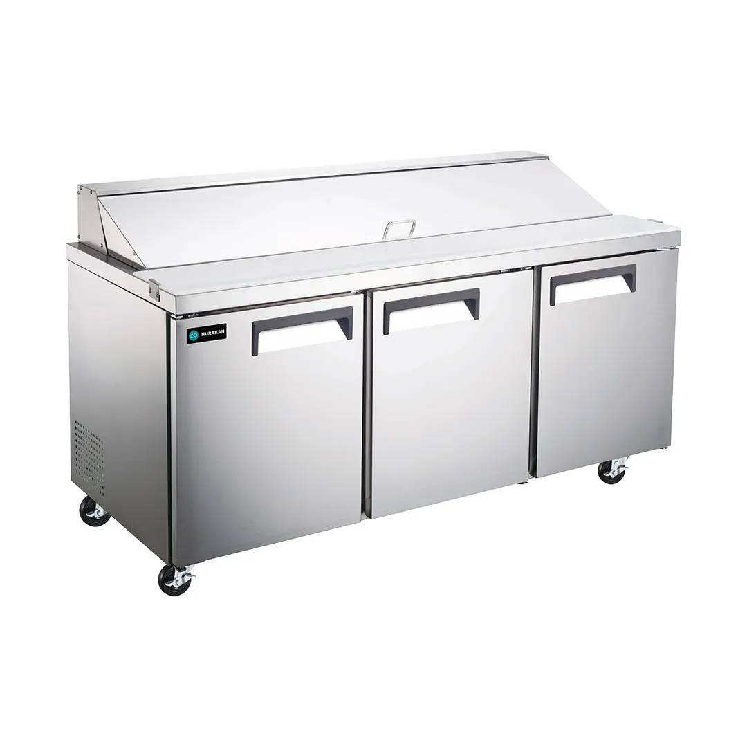 Hurakan HKN-SPT70R3E 70" Sandwich / Salad Prep Table, 3-Door, Fits (18) 1/6 Size Pans