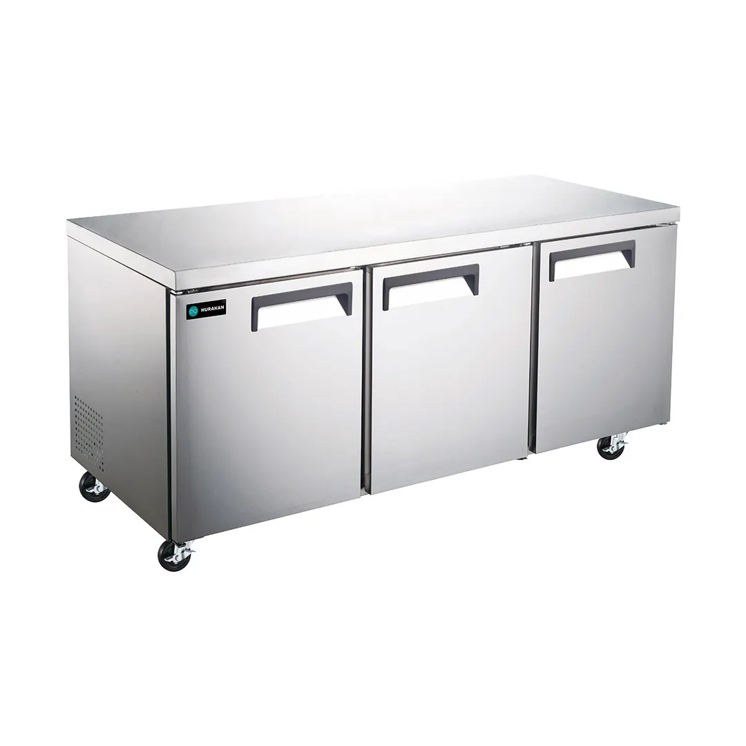 Hurakan HKN-UC72R3E 72" 3-Door Undercounter Refrigerator, Stainless Steel, 15.5 cu. ft.