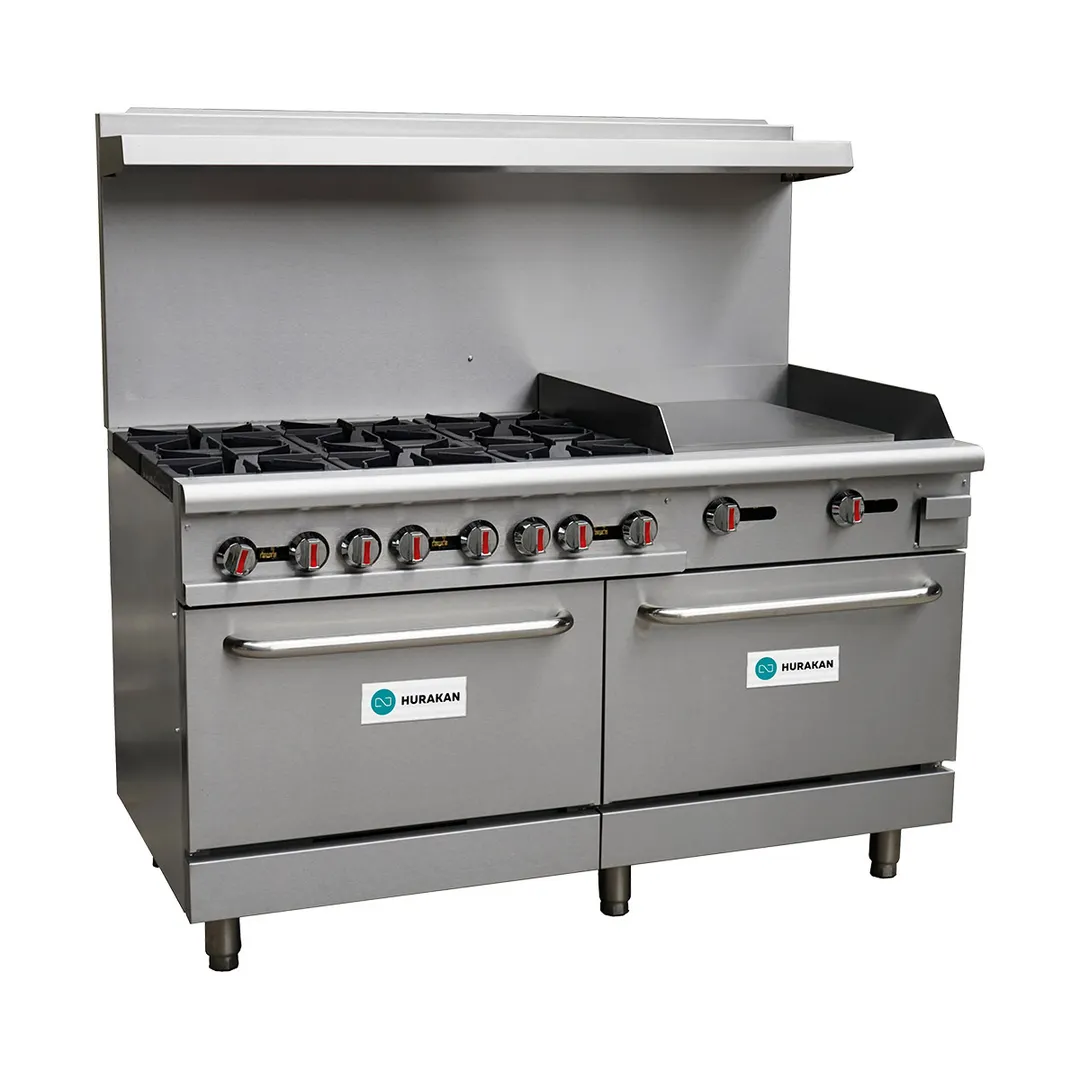 Hurakan HKN-XRFG60O6G24 A/W 60" Floor Commercial Gas Range w/ 6 Burners and 24" Griddle
