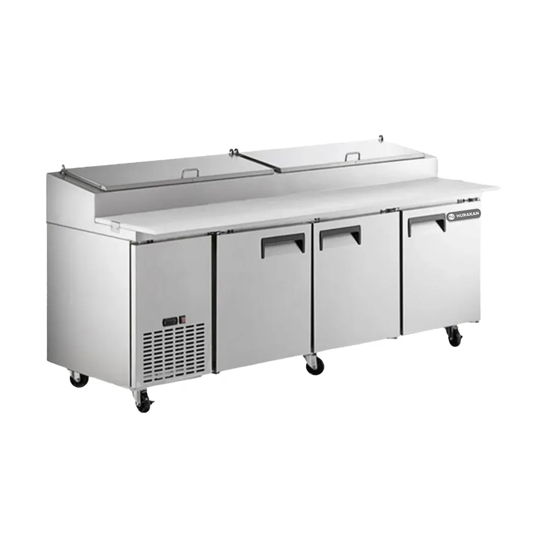 Hurakan HKN-PZ93R3 E/S 92" Refrigerated Pizza Prep Table, 3-Door, 12 X 1/3 Pans Capacity