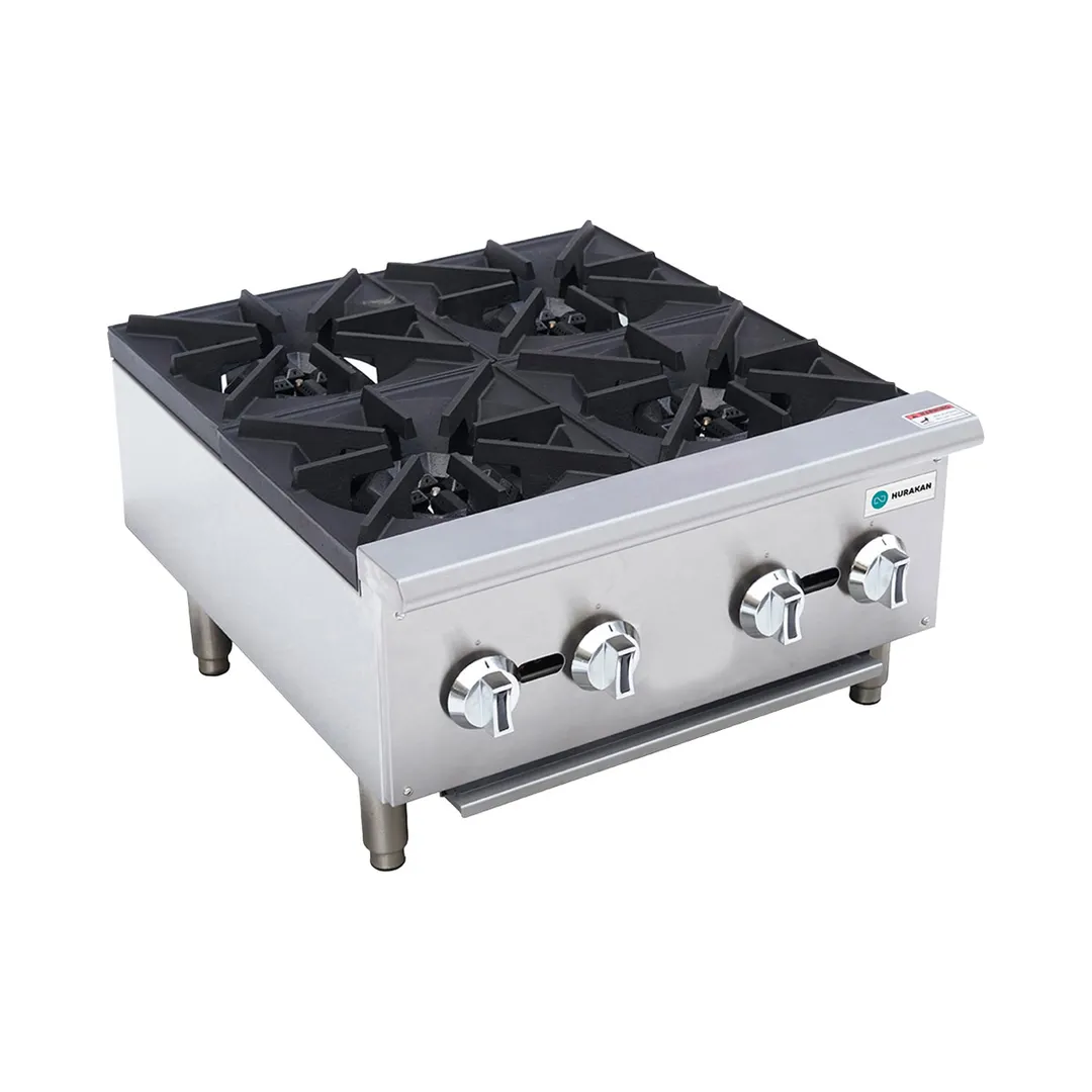 Hurakan HKN-XRCG24-4 A/W 24" Countertop Gas Hotplate w/ 4 Burners, Manual Control, 100.000 BTU