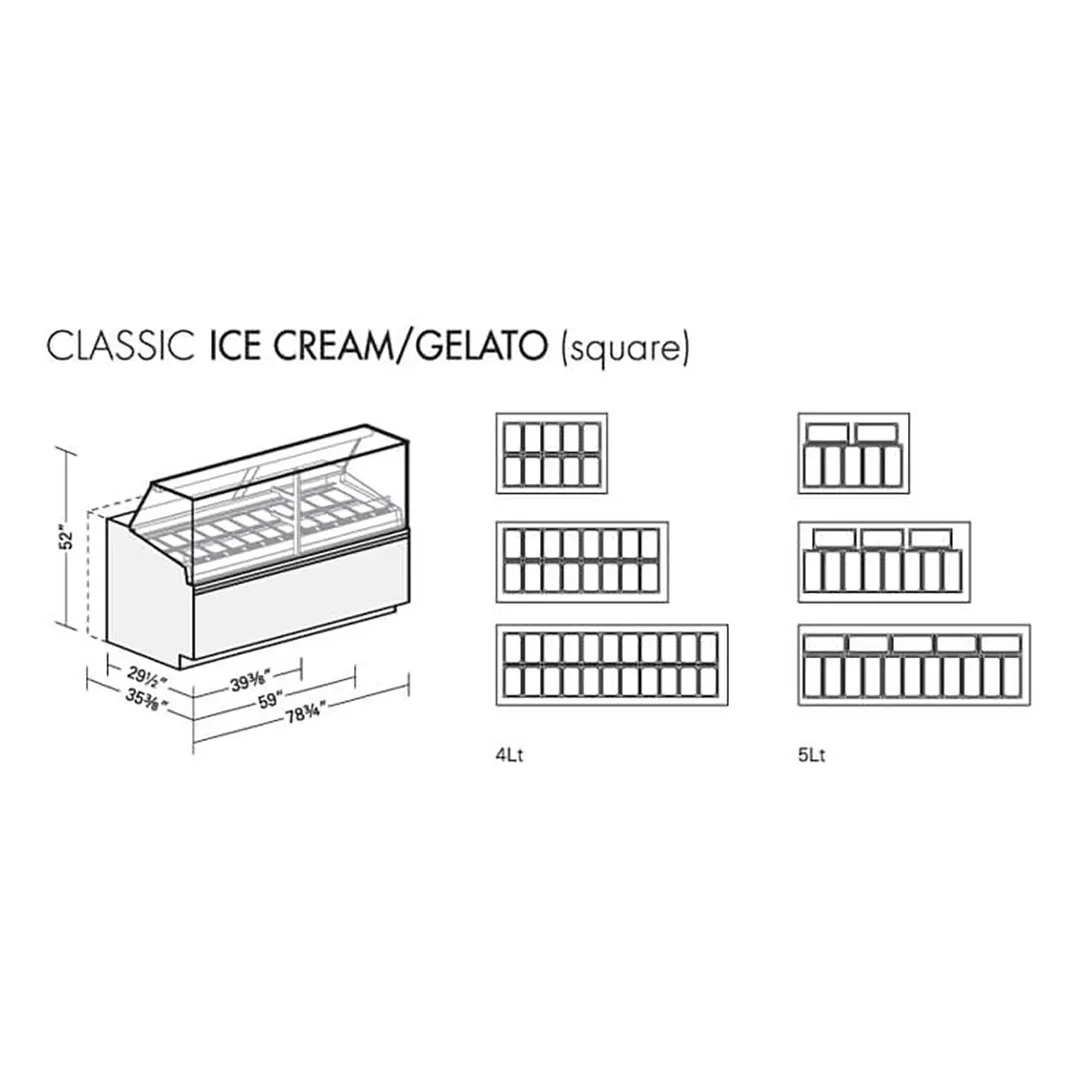 Oscartek CLASSIC SG1000 39" Gelato/Ice Cream Dipping/Display Cabinet w/ Sneeze Guard