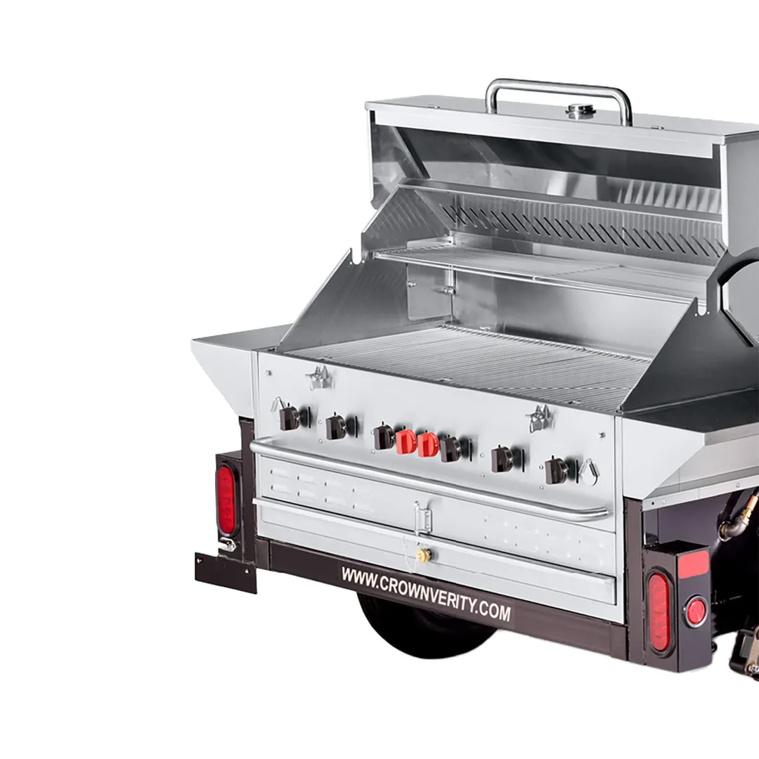 Crown Verity CV-TG-4 69" Towable Gas Outdoor Grill w/ Insulated Storage Compartments and Sink