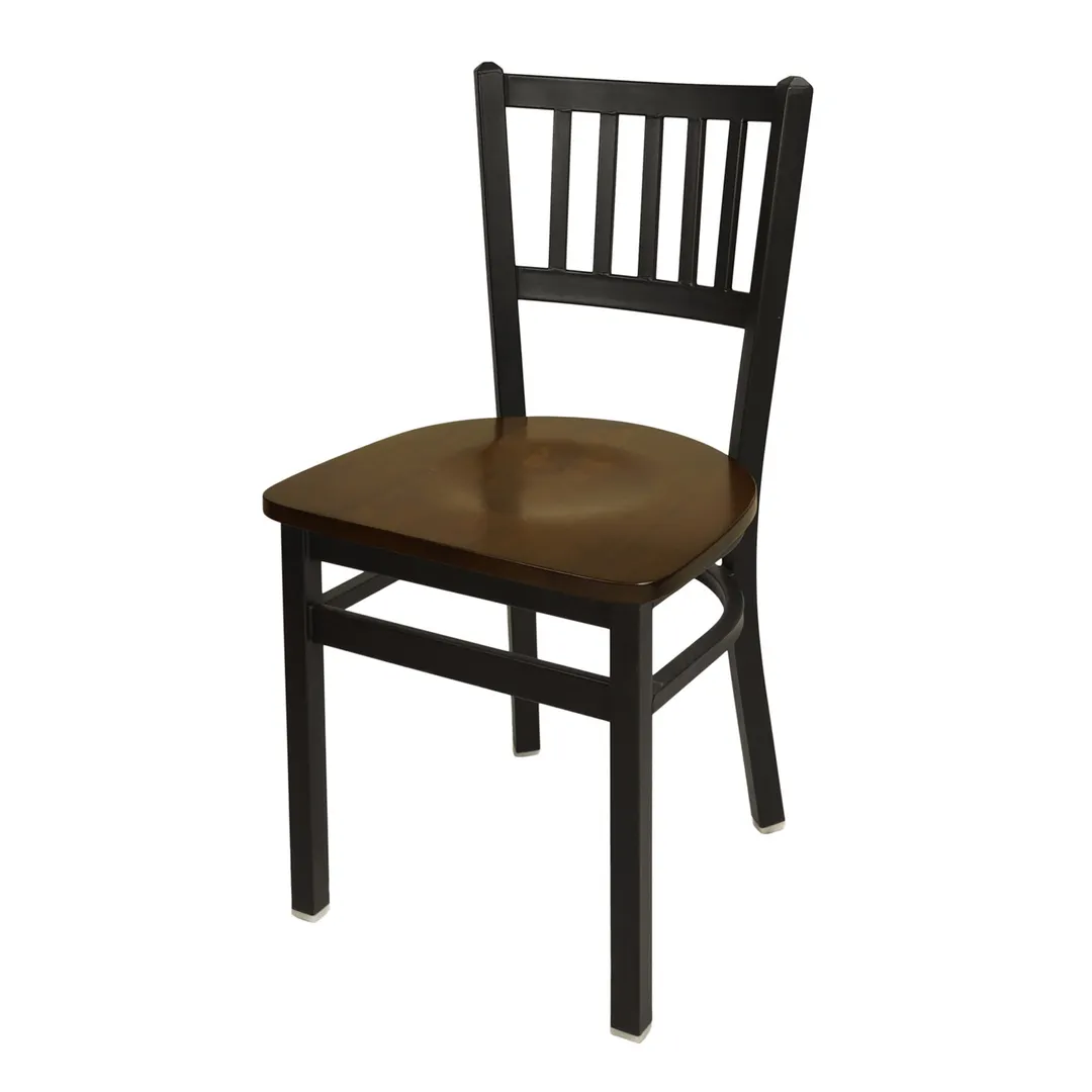 BFM Seating 2090C-SB ASH Indoor Troy Side Chair with Slat Back, Black