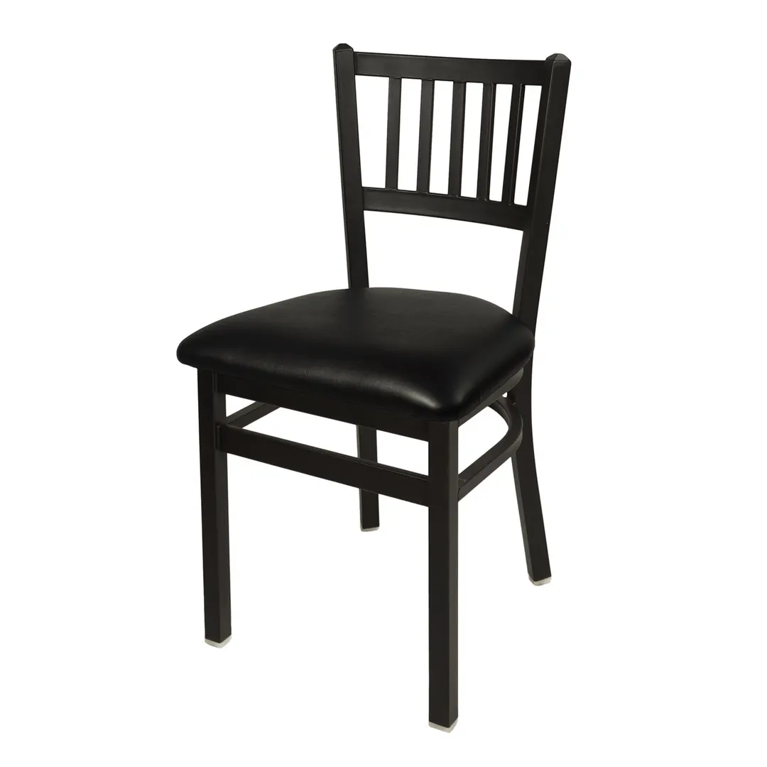 BFM Seating 2090C-SB GR2 Indoor Troy Side Chair with Slat Back, Black