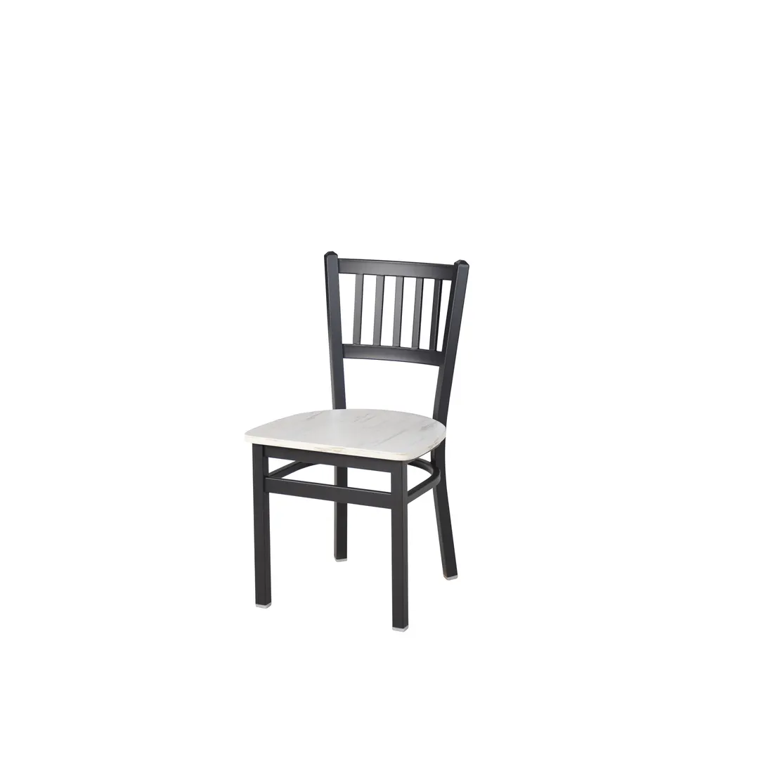 BFM Seating 2090CAWR-SB Indoor Troy Chair with Slat Back, Black