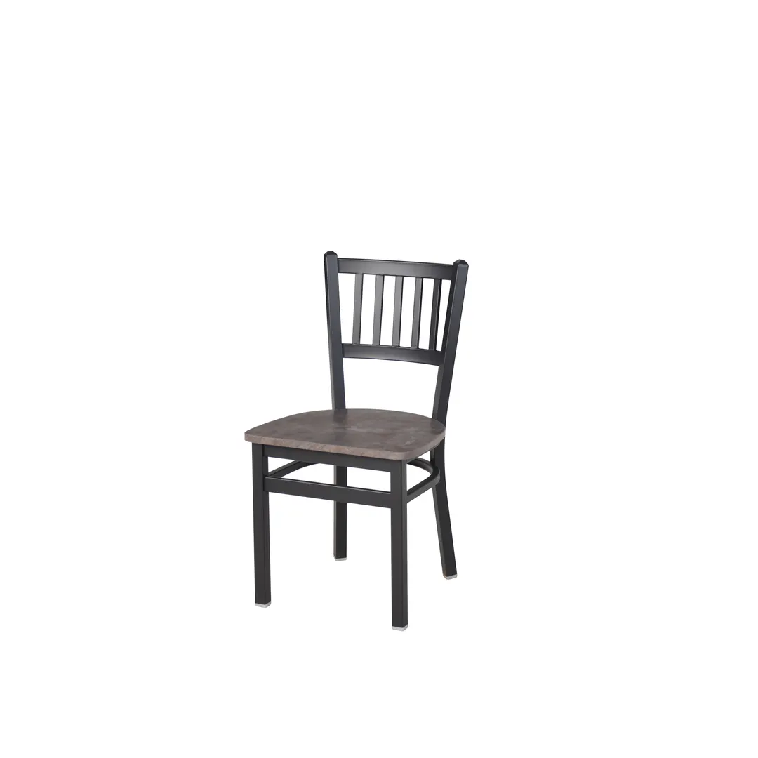 BFM Seating 2090CRCR-SB Indoor Troy Chair with Slat Back, Black