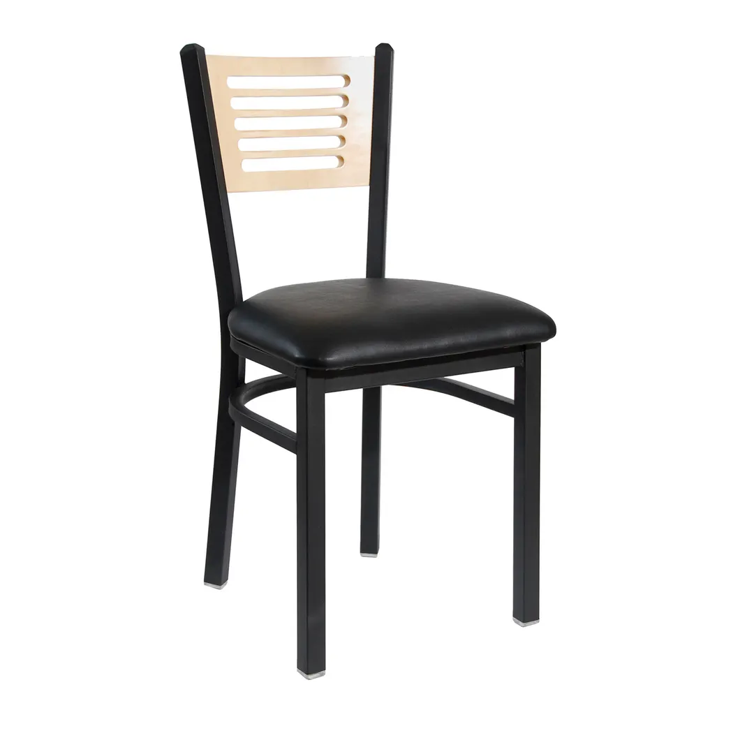 BFM Seating 2151C-SB GR2 Indoor Espy Side Chair with Wood Back, Black