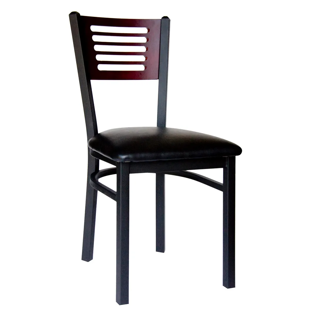 BFM Seating 2151C-SB GR2 Indoor Espy Side Chair with Wood Back, Black