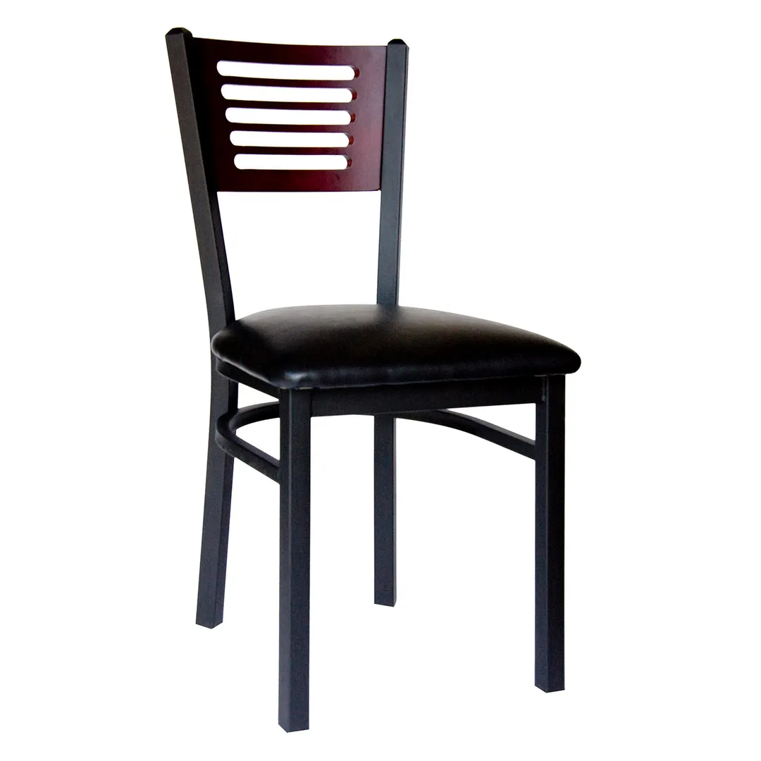 BFM Seating 2151C-SB GR3 Indoor Espy Side Chair with Wood Back, Black