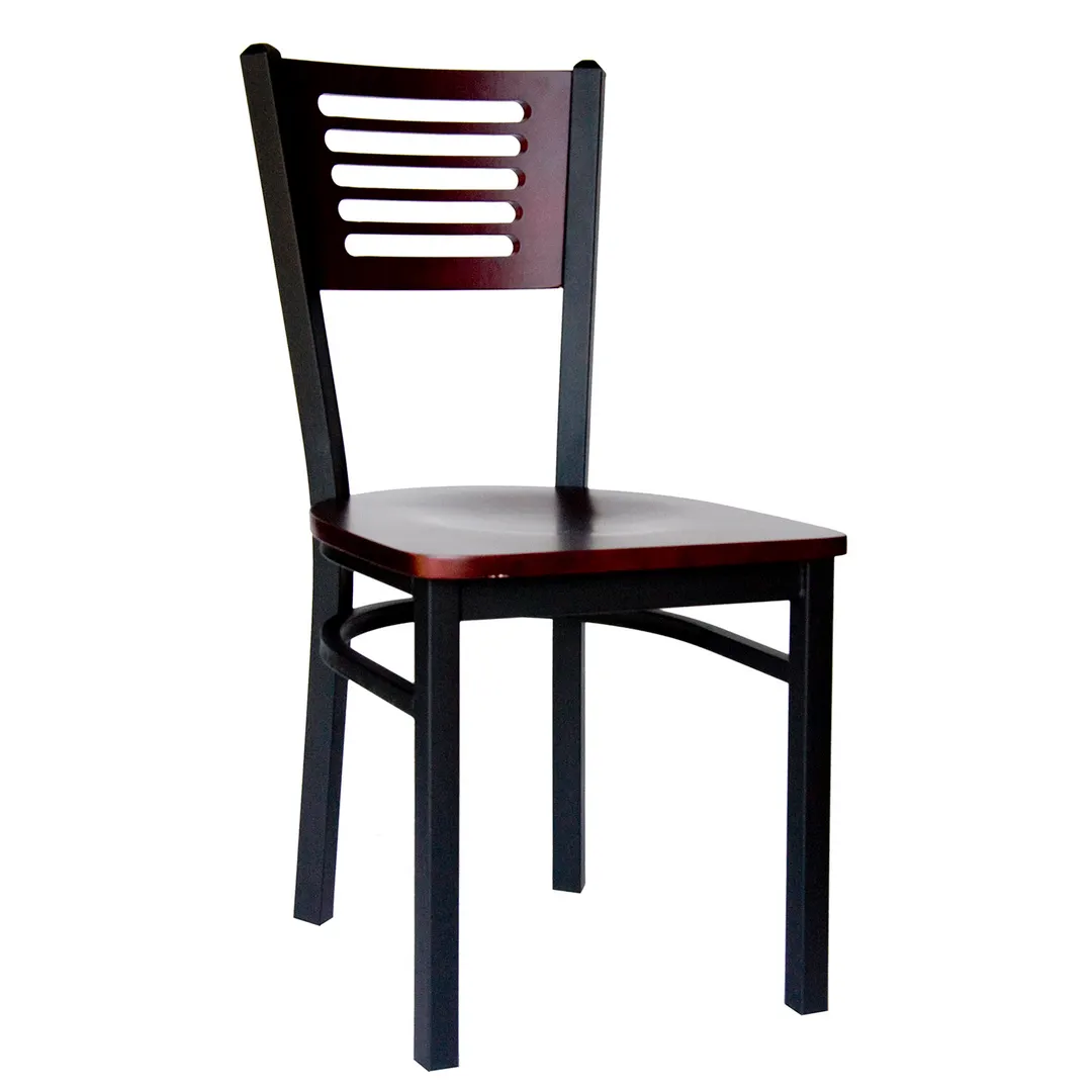 BFM Seating 2151C-SB W Indoor Espy Side Chair with Wood Back, Black