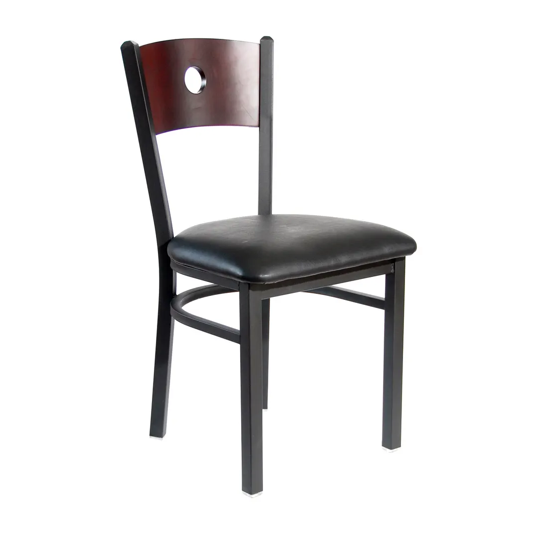 BFM Seating 2152C-SB GR2 Indoor Darby Side Chair with Wood Back, Black