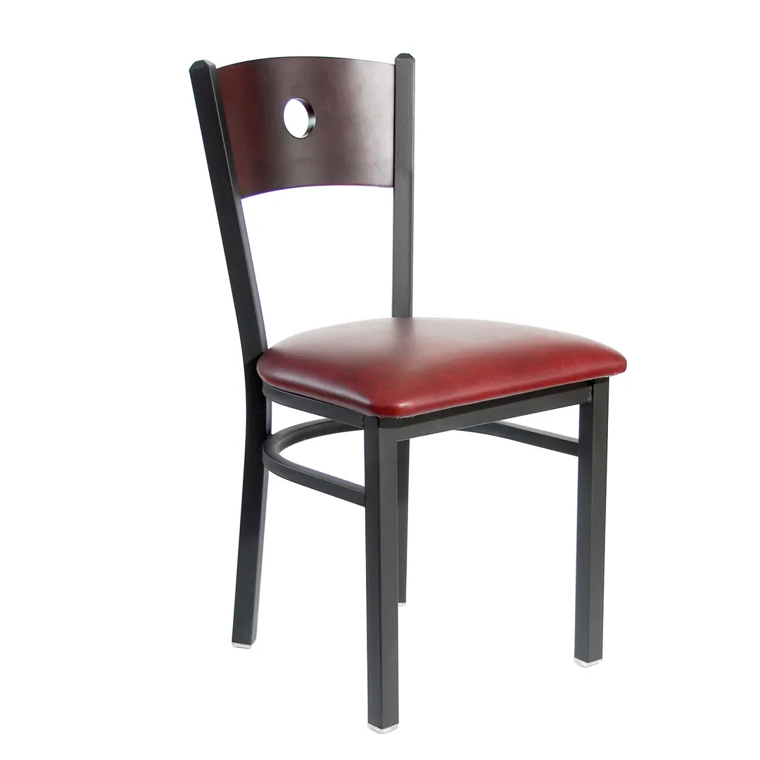 BFM Seating 2152C-SB GR3 Indoor Darby Side Chair with Wood Back, Black