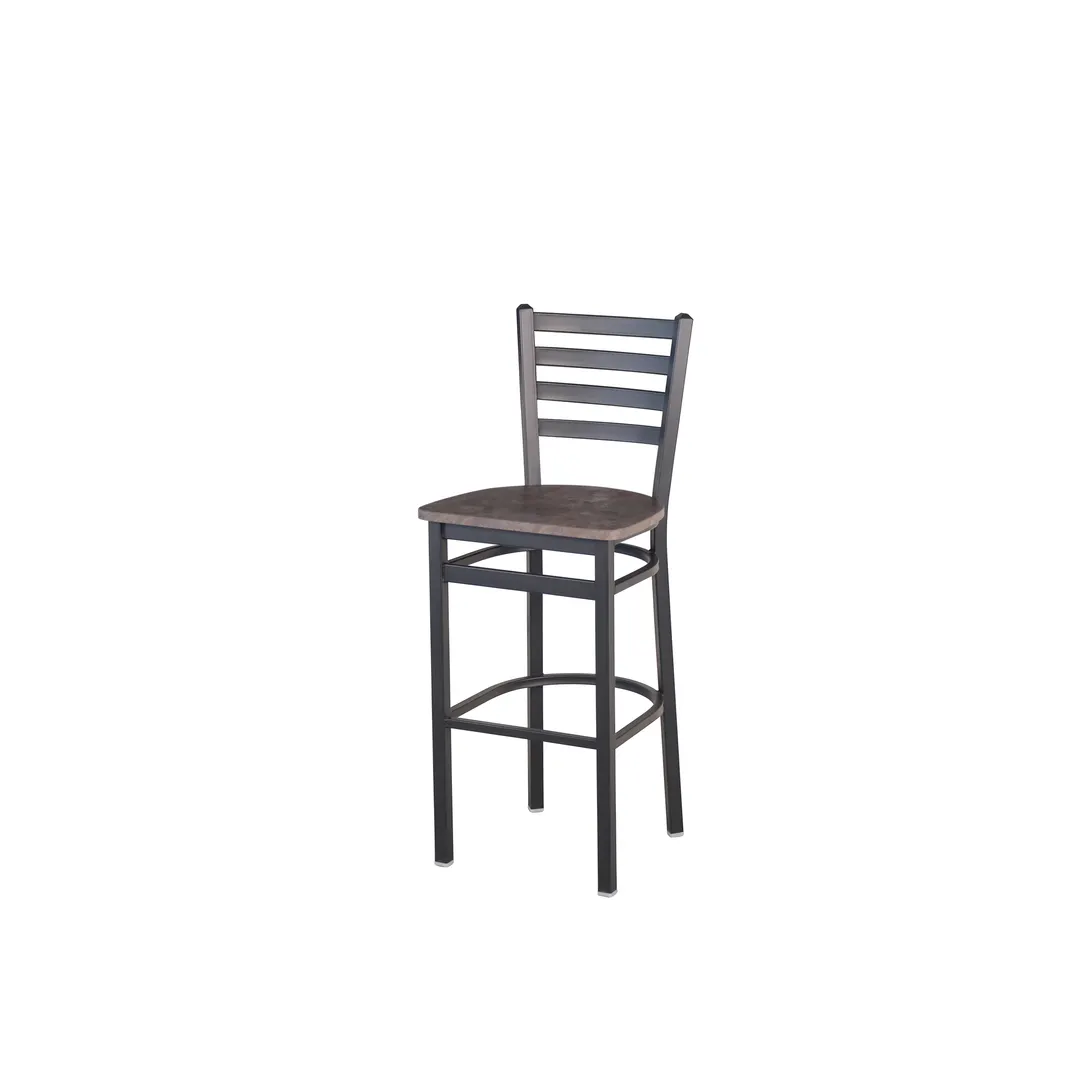 BFM Seating 2160BRCR-SB Lima Barstool, Ladder Back, Rustic Copper Relic Seat, Sand Black Steel Frame