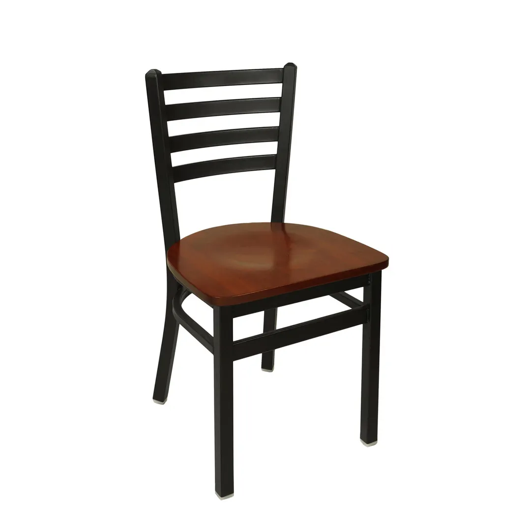 BFM Seating 2160C-SB ASH Indoor Lima Side Chair with Ladder Back, Black