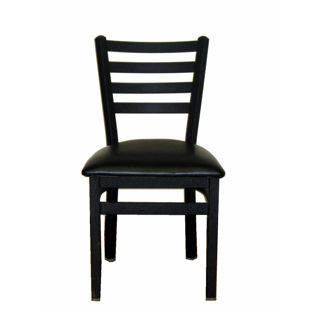 BFM Seating 2160C-SB GR2 Indoor Lima Side Chair with Ladder Back, Black