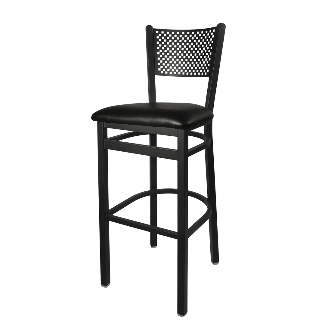 BFM Seating 2161B-SB GR2 Polk Barstool, Metal Back, Upholstered Seat, Sand Black Finish