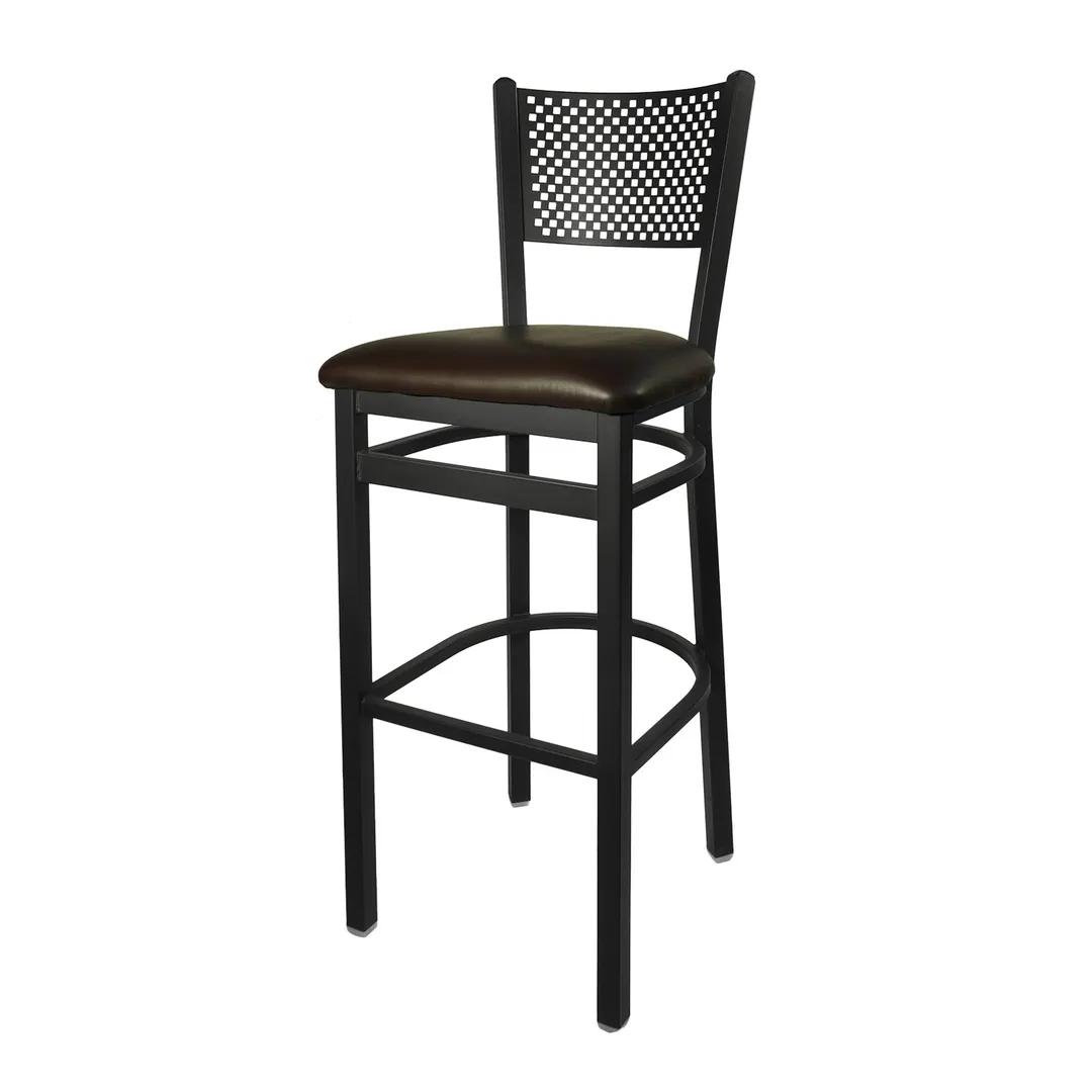 BFM Seating 2161B-SB GR4 Polk Barstool, Metal Back, Upholstered Seat, Sand Black Finish, Grade 4 Upholstery