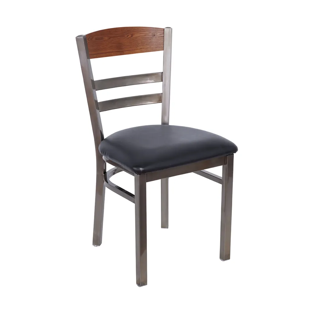 BFM Seating 2165C-AASB GR1 Indoor Barrick Chair with Wood Back and Upholstered Seat, Black