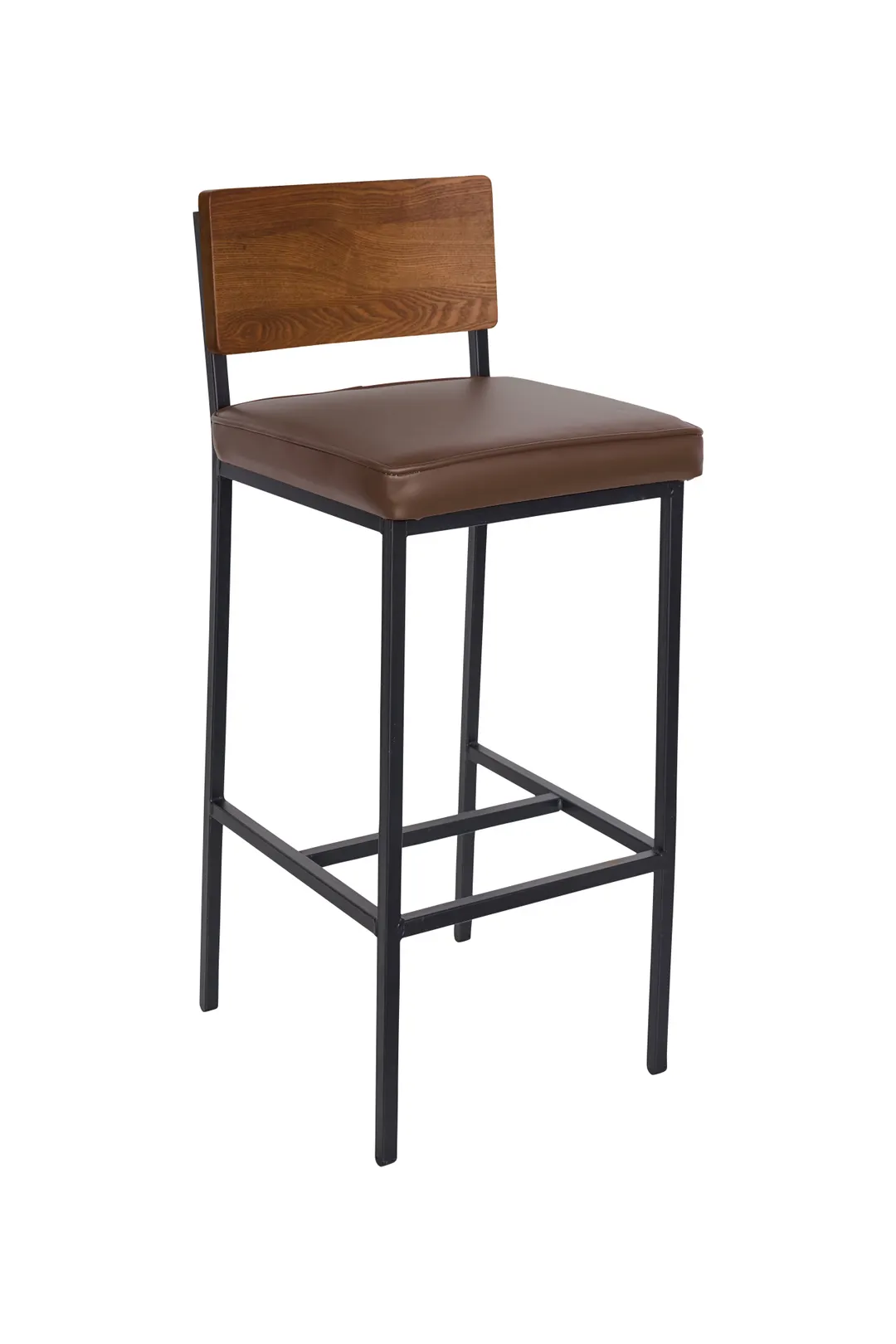 BFM Seating JS33BBXG4-AARU Memphis Barstool, Autumn Ash Wood Back, Upholstered Box Seat, Steel Frame, Distressed Finish