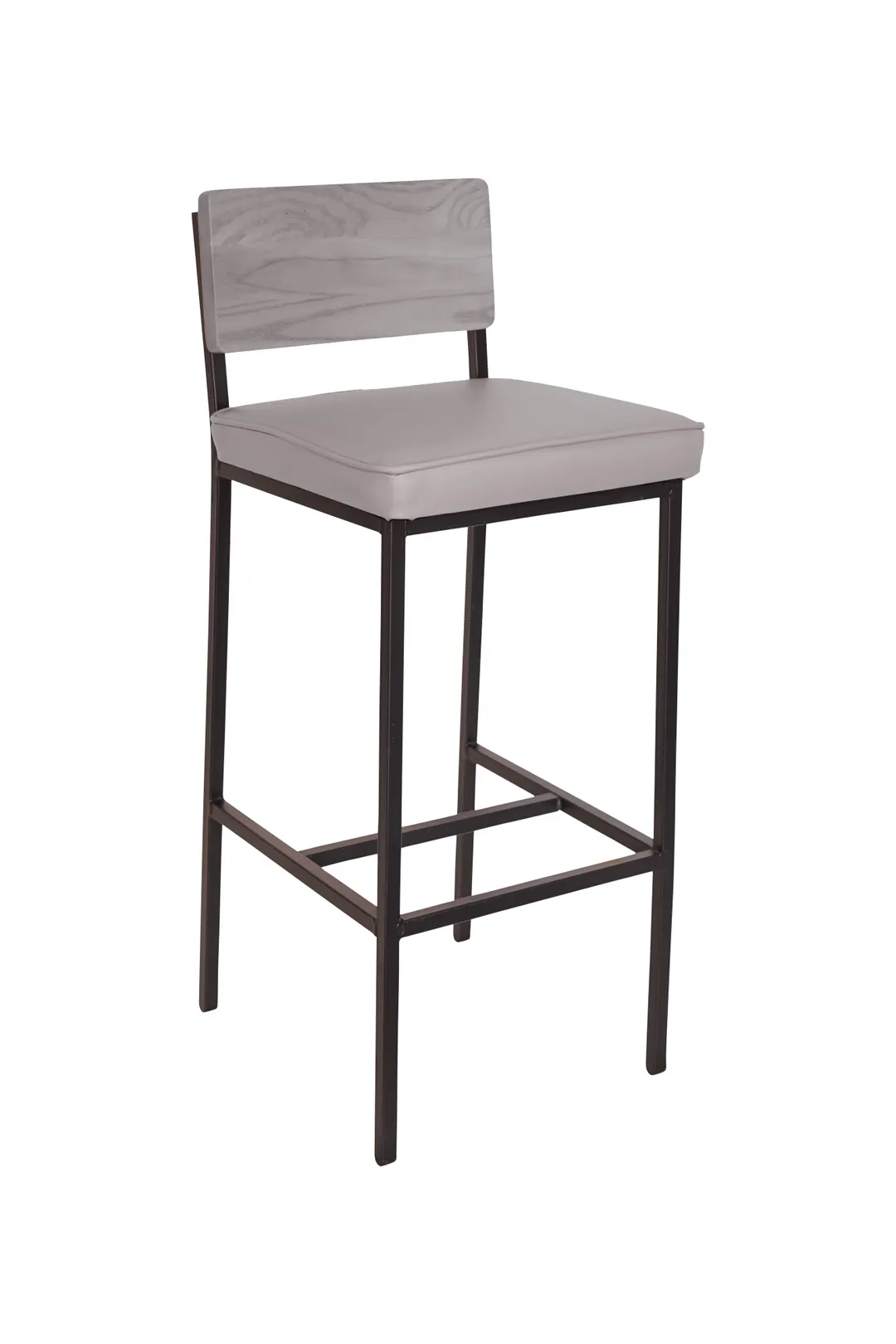 BFM Seating JS33BBXG4-GRRU Memphis Barstool, Gray Ash Wood Back, Upholstered Box Seat, Steel Frame