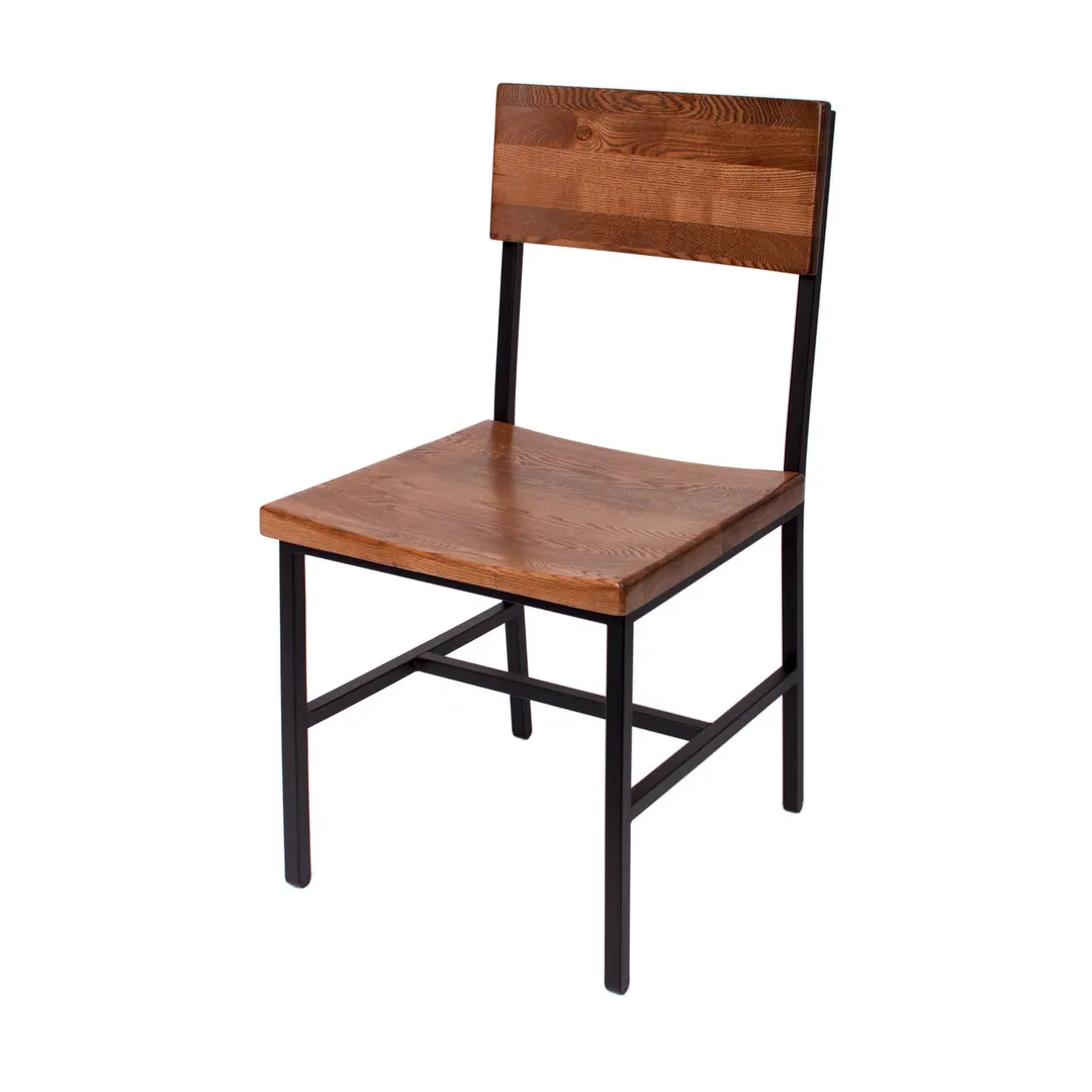 BFM Seating JS33CASH-SB Indoor Memphis Side Chair with Autumn Ash Wood Seat & Back, Black