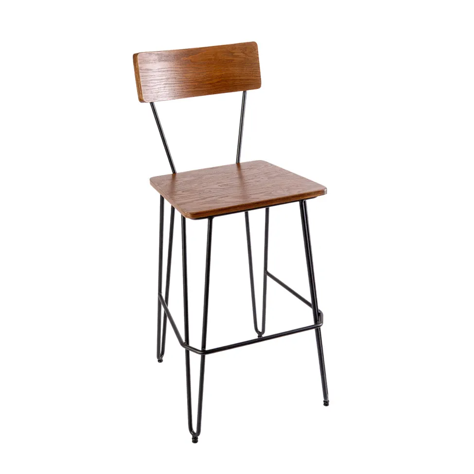 BFM Seating JS44BGR3-AASB NV Barstool, Wood Back, Upholstered Seat, Sand Black Finish, Grade 3 Upholstery