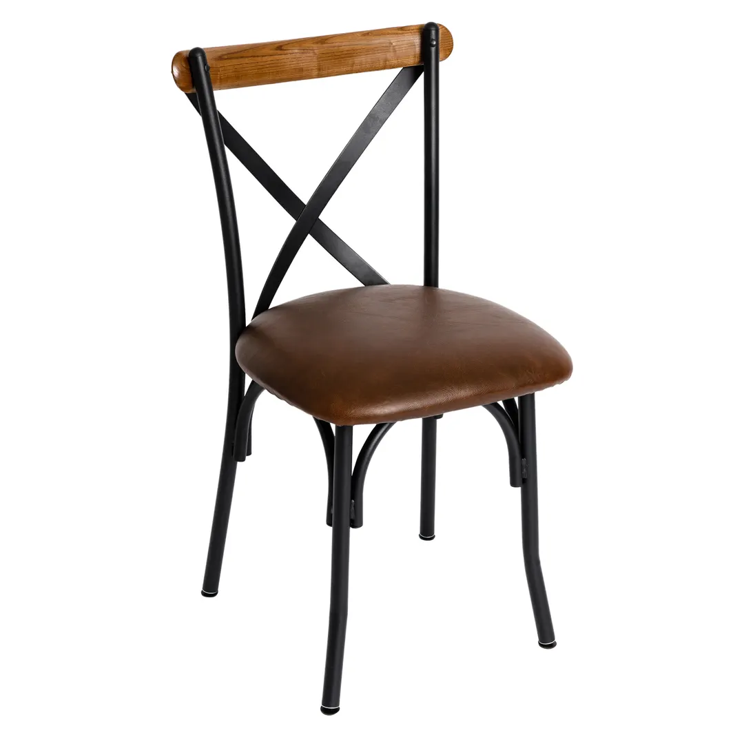 BFM Seating JS88CGR3-NTRU Indoor Henry Side Chair with Wood Back and Upholstered Seat