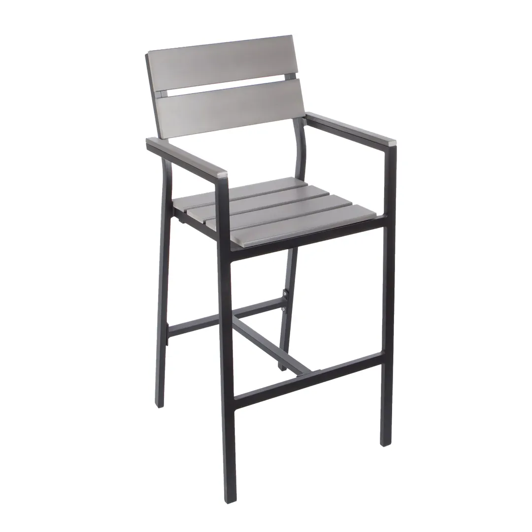 BFM Seating PH201BGRTK-BL Aluminum Seaside Barstool, Black